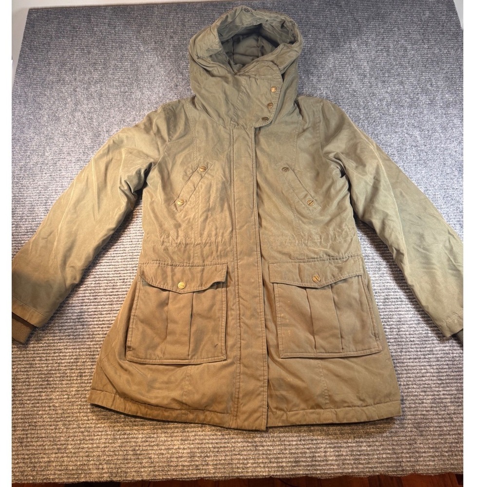 Lauren Ralph Lauren Womens Olive Green Hooded Utility Anorak Jacket Coat Size M